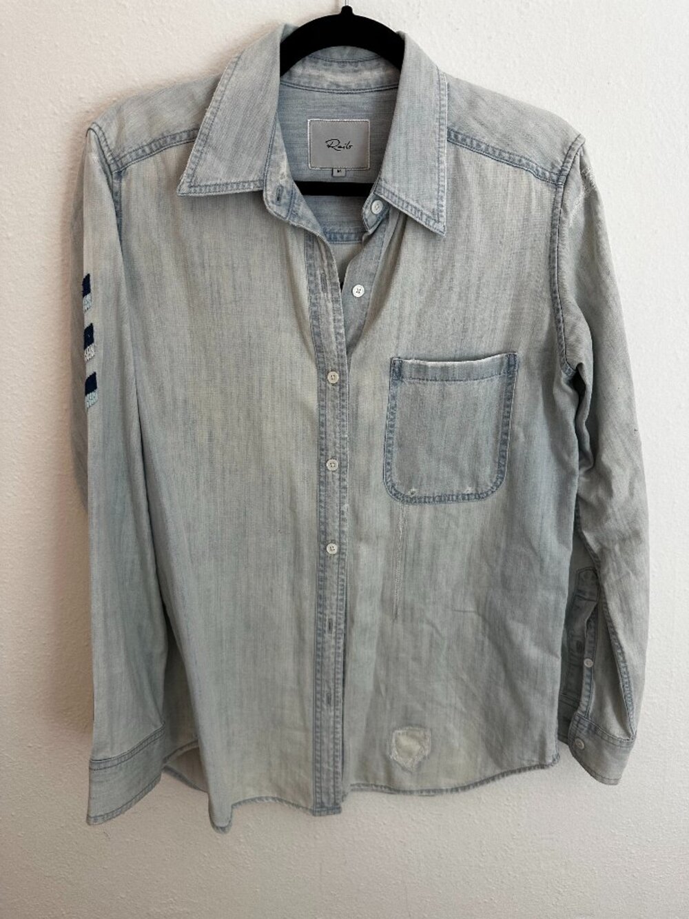 Rails Denim Shirt with Distressing & Embroidery